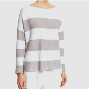 EUC🪁Eileen Fisher White Beige Linen Sweater Top